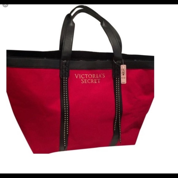 Victoria's Secret Handbags - Victorias Secret Limited Edition Lg Red Black Tote